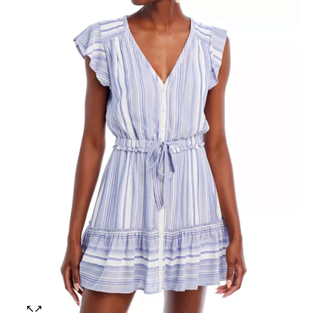 NEW PAIGE Saralynn Striped Dress in White  and Blue Stripes. Lined. Size M  NWOT